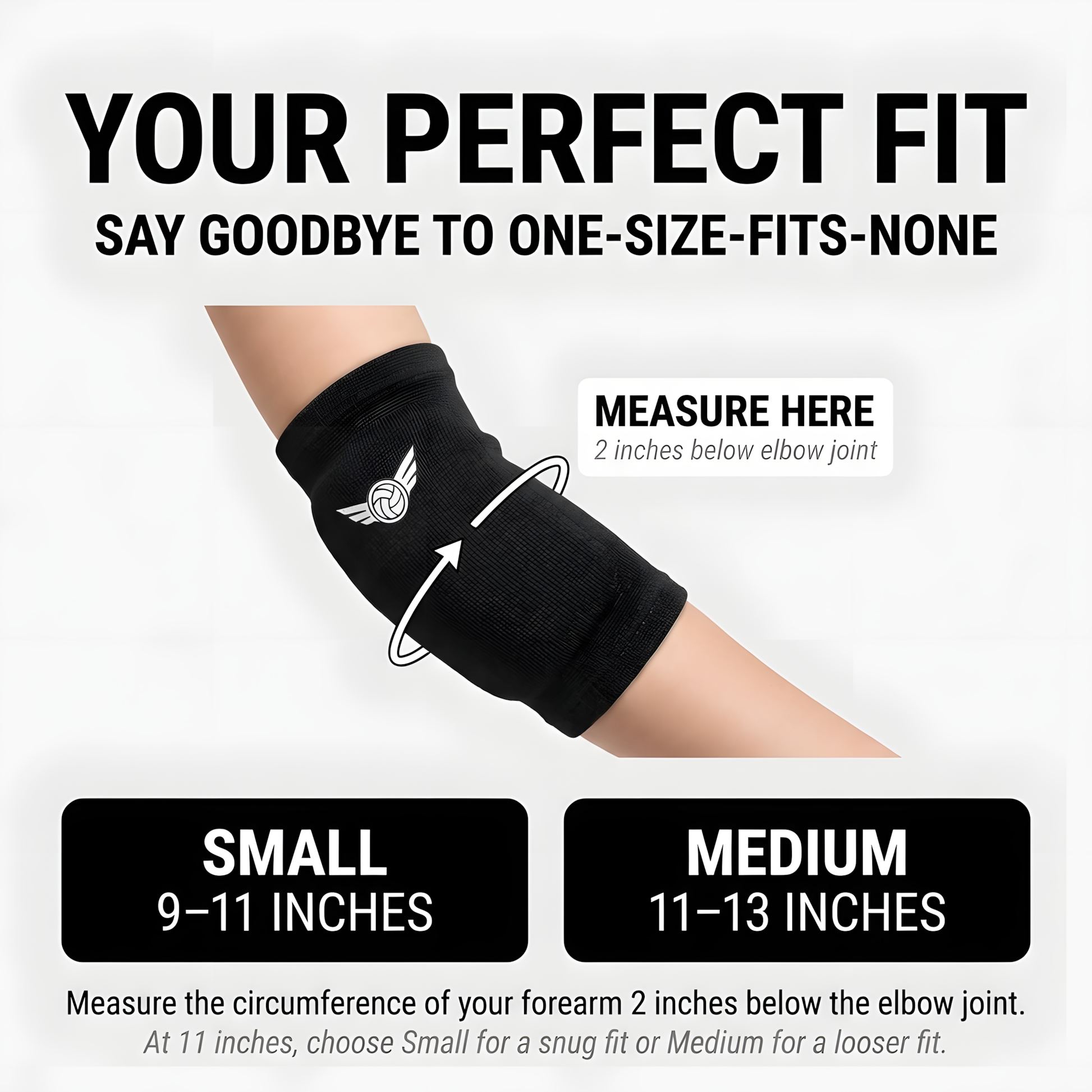 Volleyball elbow pads size guide - small and medium for teen girls