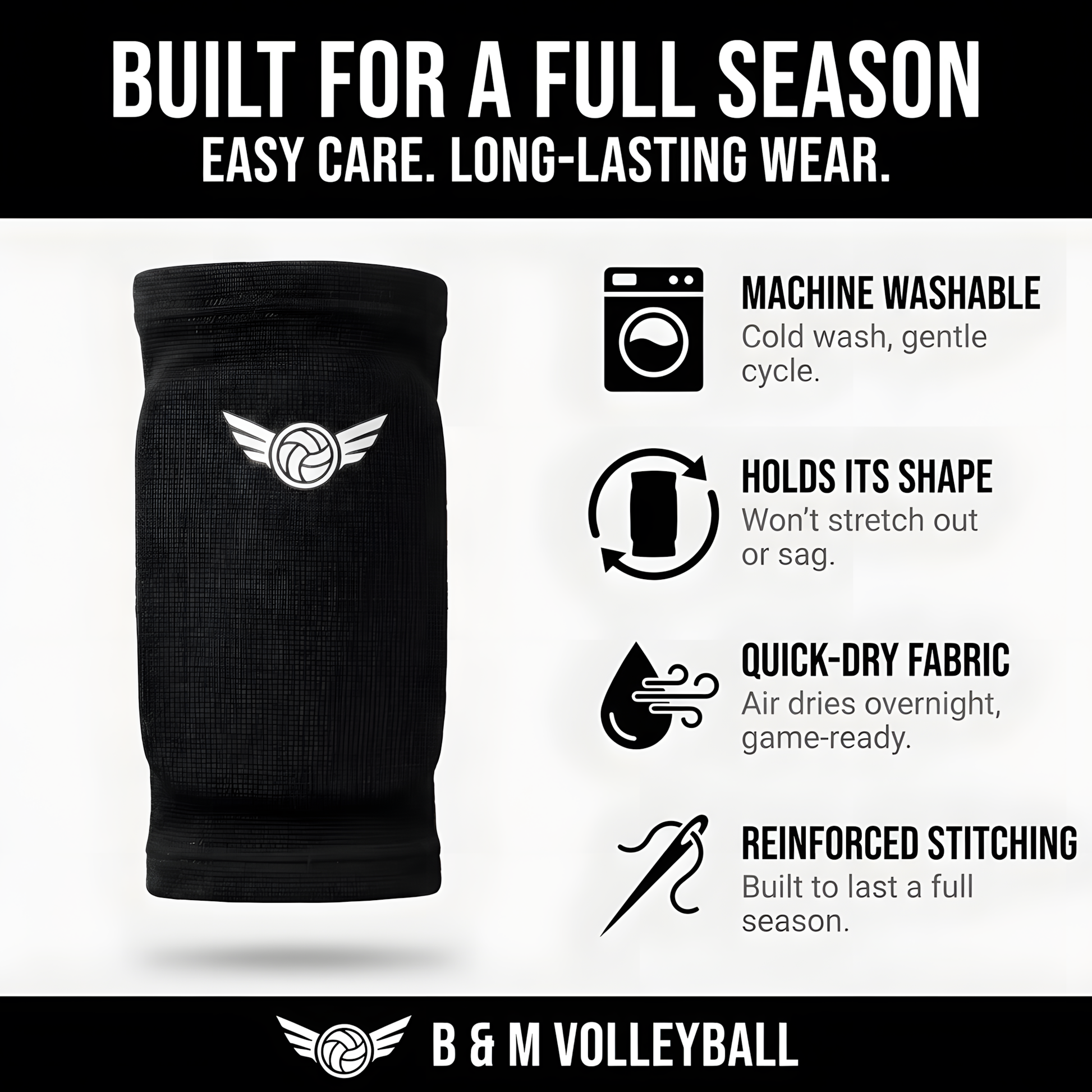 Machine washable volleyball elbow pads - durable for full season use